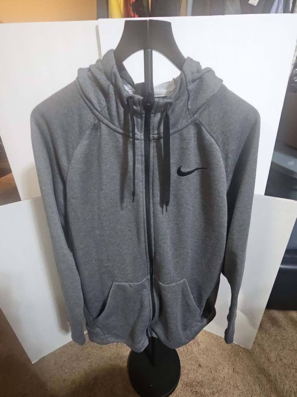 Nike Dri-FIT Full-Zip Training Hoodie Size L Gray